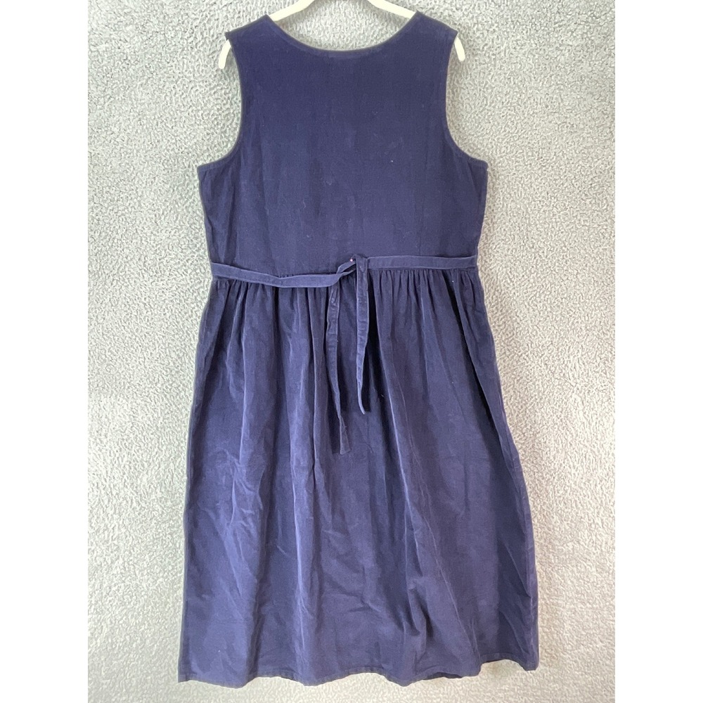 Vermont Country Store Corduroy Jumper Dress Womens L Navy Blue Excellent Button - Picture 3 of 7